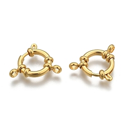 Настоящее золото 24K 304 пружинные кольца из нержавеющей стали, долговечный, реальный 24 k позолоченный, 23x14x4 мм, отверстие : 2.5 мм