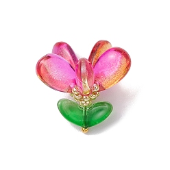 Фуксиновый Стеклянные подвески, цветок, с латунной фурнитурой , красно-фиолетовые, 20.5x22x22 мм, отверстие : 2.5x2 мм