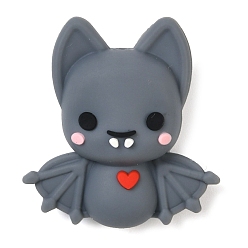 Серый Летучая мышь пищевые силиконовые фокусные бусины, изготовление ожерелий diy, серые, 30x27.5x14.5 мм, отверстие : 2.5 мм