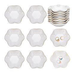 (404) Непрозрачное AB Кислое яблоко Фарфоровая тарелка для украшений с цветами, лоток для хранения колец, , серьга, цветочный белый, 10.6x9.9x3.05 см