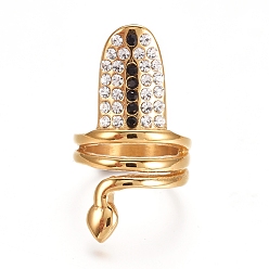 Кристалл Ионное покрытие (ip) 304 перстни из нержавеющей стали, со стразами, золотые, кристалл и струя, Размер 3~5, 13~15 мм