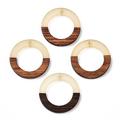 Папайя Оранжевый Подвески из орехового дерева и светящейся в темноте смолы, кольцо прелести, papayawhip, 28x3.5 мм, отверстие : 2 мм