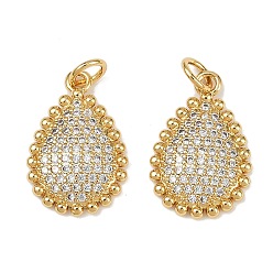 Настоящее золото 18K Латунные микро проложить кубического циркония подвески, слеза, без кадмия и без свинца, стойки покрытие, долговечный, с целью перехода в кольце, реальный 18 k позолоченный, 19.5x12.5x2 мм, отверстие : 3.3 мм