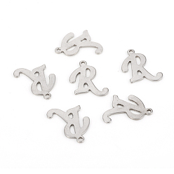 Letter R Не тускнеющие 201 подвески из нержавеющей стали, лазерная резка, буквы, цвет нержавеющей стали, letter.r: 15x14x1.2 мм, отверстие : 1 мм