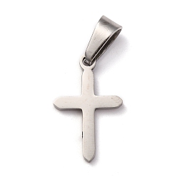 Нержавеющая Сталь Цвет Устойчивые к потускнению 304 подвески из нержавеющей стали, для изготовления ювелирных изделий, крестик, цвет нержавеющей стали, 19x12x1.2 мм, отверстие : 3.5x7 мм