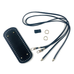 Черный Комплекты аксессуаров для нижнего плечевого ремня из искусственной кожи ручной работы, аксессуары для замены сумок, прямоугольные, чёрные, 200x80 мм