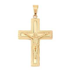 Золотой 304 подвески из нержавеющей стали, сияющий крест-подвеска, вакуумное покрытие pvd, долговечный, золотые, 46.5x30x5.5 мм, отверстие : 9x5.5 мм
