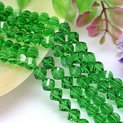 Зеленый лайм Граненый многогранник имитация австрийских кристаллов нити шарик, класс AAA, зеленый лайм, 8 мм, отверстие : 0.9~1 мм, около 50 шт / нитка, 15.7 дюйм