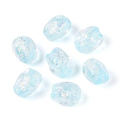 Небесно-голубой Ручной стеклянные фольга бисер пряди, самородки, голубой, 13~14.5x9.5~11x9.5~11 мм, отверстие : 1~1.4 мм, около 28 шт / нитка, 14.17~14.76 дюйм (36~37.5 см)