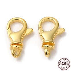 Real 18K Gold Plated 925 Sterling Silver Lobster Claw Clasps, with 925 Stamp, Real 18K Gold Plated, 16x10x5mm, Hole: 1.8mm