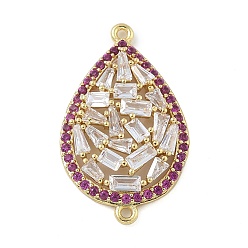 Настоящее золото 18K Подвески-капли из латуни с покрытием стойки и орхидеи и прозрачного кубического циркония, долговечный, без кадмия и без свинца, реальный 18 k позолоченный, 27.5x16.5x3.5 мм, Отверстие : 1 мм & 1.2 мм