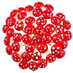 Красный 40шт. пенопластовых декоративных элементов, имитация гриба, с железной проволокой, для витрин и фото реквизита, красные, 67 мм