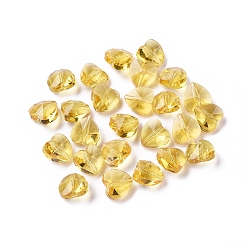Gold Transparent Glass Beads, Faceted, Heart, Gold, 10x10x7mm, Hole: 1~1.2mm