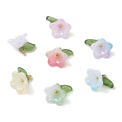 (52) Непрозрачная лаванда Акриловые цветочные подвески, с переливающимися акриловыми бусинами, прозрачными акриловыми подвесками и латунными штифтами с шарообразными головками, разноцветные, 10.5x14x12.5 мм, отверстие : 1.8 мм