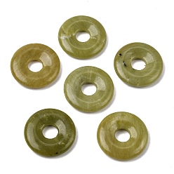 Southern Jade Natural Southern Jade Pendants, Donut/Pi Disc Charms, 30x6mm, Hole: 8mm