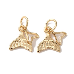 Настоящее золото 14K Стойки обшивки латунные подвески, без кадмия и без свинца, долговечный, с целью перехода в кольце, очарование рыбий хвост, реальный 14 k позолоченный, 15 мм, отверстие : 4.5 мм