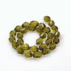 Olive Faceted Polyhedron Imitation Austrian Crystal Bead Strands, Grade AAA, Olive, 13x10mm, Hole: 0.9~1mm, about 30pcs/strand, 15.7 inch