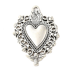 Античное Серебро Сплавочные подвески тибетского стиля, без кадмия и без свинца, святое сердце, античное серебро, 41x29x2.5 мм, отверстие : 1.6 мм, Около 224 шт / 1000 г