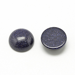 Blue Goldstone Synthetic Blue Goldstone Cabochons, Dyed, Half Round/Dome, 10x4~5mm