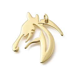 Настоящее золото 18K Латунные подвески, лошади прелести, стойки покрытие, долговечный, без кадмия и без свинца, реальный 18 k позолоченный, 26x27.5x2 мм, Перейти кольцо: 5x0.8 мм, внутренний диаметр: 3.2 мм