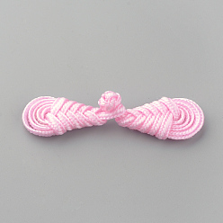 Perle rosa Handgemachte chinesische Frösche Knoten Tasten Sets, Polyester-Taste, Mispel, Perle rosa, 60~65x14~15x5~6 mm