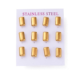 Золотой 304 из нержавеющей стали серьги, прямоугольные, золотые, 12x7.5 мм, 12 шт / комплект