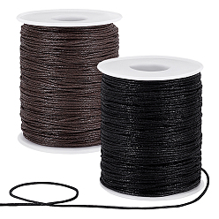 (52) Непрозрачная лаванда 2 рулоны 2 цветные вощеные хлопчатобумажные шнуры, макраме ремесленная нить для изготовления ювелирных изделий, разноцветные, 1 мм, около 100 ярдов/рулон (300 футов/рулон), 1 рулон / цвет