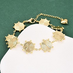 Золотой 304 браслеты из нержавеющей стали ссылка для женщин, плоско-круглые, золотые, 9-1/4 дюйм (23.4 см)