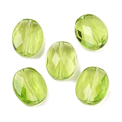 Зелено-Желтый Стекло имитация австрийских хрустальных бусин, овальные, граненые, зеленый желтый, 8x9x4.5 мм, отверстие : 1.2 мм