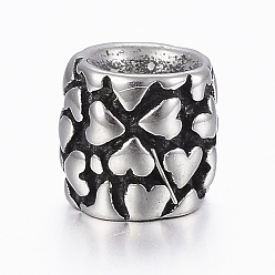 Antik Silber Farbe 304 Edelstahlkugeln, Spalte mit Herz, Antik Silber Farbe, 8x7.5 mm, Bohrung: 2 mm