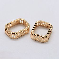 Light Gold Латунь пришить настройки зубца, филигранные оправы с открытой спиной для заостренных страз, прямоугольник восьмиугольник, золотой свет, лоток : 13x18 мм, 20.5x15.5x6 мм