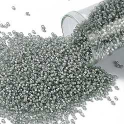 (376) Inside Color Med Gray/White-Lined TOHO Round Seed Beads, Japanese Seed Beads, (376) Inside Color Med Gray/White-Lined, 15/0, 1.5mm, Hole: 0.7mm, about 15000pcs/50g