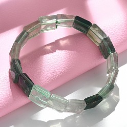 Флюорит Квадратные натуральные флюоритовые бусины эластичные браслеты для женщин и мужчин, внутренний диаметр: 2-1/4~2-3/8 дюйм (5.55~5.95 см)