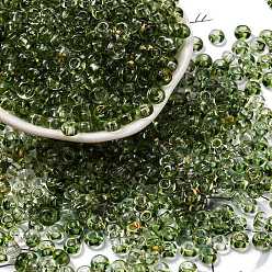 Светло-зеленый Коричневый 3/0 краска для выпечки прозрачные цвета стеклянные круглые бусины, класс А, круглое отверстие, оливковый, 5.5x3 мм, отверстие : 1.8 мм, Около 2500 шт / фунт