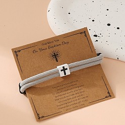 Сиена Сплав веревка браслеты струны для женщин мужчин, квадратный с крестом, цвет охры, 5-1/2~10-1/4 дюйм (14~26 см)