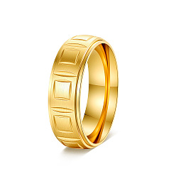 Golden 304 Stainless Steel Rotating Finger Rings, Square, Fidget Spinner Ring for Calming Worry Meditation, Golden, 7mm, US Size 10(19.8mm)
