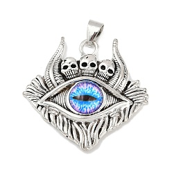 Античное Серебро Подвески из сплава , глаз с черепом, cmолой, античное серебро, 36.5x38.5x5 мм, отверстие : 4x7.5 мм