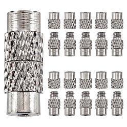 Platinum 100 Sets Column Brass Screw Clasps, Platinum, 11~12x4mm, Hole: 1mm