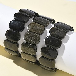 Золотой Обсидиан Браслеты из натуральных золотисто-блестящих бусин обсидиана для женщин и мужчин, овальные, 1 дюйм (2.4 см), внутренний диаметр: 2-1/2 дюйм (6.45 см)