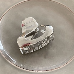 Платина Сплав клипы коготь волос, для женщин девушек, платина, 60x30 мм