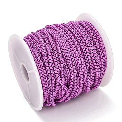 Violet Spray Painted Brass Box Chains, Venetian Chains, with Spool, Unwelded, Violet, 2x2.5x2.5mm