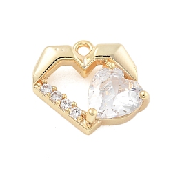 Золотой Латунные микро проложить кубического циркония подвески, без кадмия, без никеля и без свинца, сердце прелести, золотые, 12.5x14.5x5 мм, отверстие : 1.2 мм