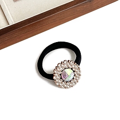 Цветок Блестящие эластичные резинки для волос Fashiona со стразами, держатель для хвоста для девочек и женщин, цветок, 54 мм