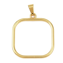 Квадрат 304 подвески из нержавеющей стали, полый, золотые, квадратный, 34x29.5x1.2 мм, отверстие : 6x3 мм