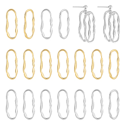 Золотой & Цвет Нержавеющей Стали 16шт. 2 цвета 304 соединительные кольца из нержавеющей стали, неправильный овал, золотые и нержавеющая сталь цвет, 34x13x2 мм, внутренний диаметр: 30.5x7.5 мм, 8 шт / цвет