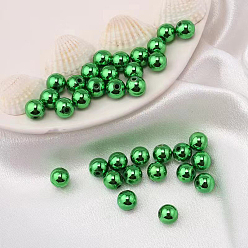Green Christmas Beads Plastic Beads, UV Plating, Round Ball, Green, 6mm, 200pcs/bag