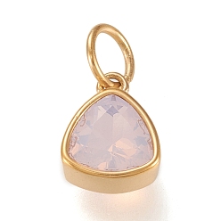 чертополох Вакуумное покрытие pvd 304 подвеска из нержавеющей стали с кубическим цирконием, треугольные, золотые, чертополох, 12.5x9.5x5 мм, отверстие : 5 мм