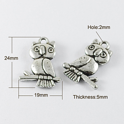 Antique Silver Antique Silver Acrylic Pendants, Owl, Halloween, Antique Silver, 24x19x5mm, Hole: 2mm, about 825pcs/500g