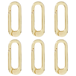 Настоящее золото 18K 6шт. латунные пружинные кольца-затворы, овальные, реальный 18 k позолоченный, 18x7x3 мм