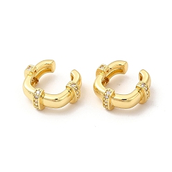 Настоящее золото 18K Серьги-каффы из латуни с квадратной стойкой и микропаве из кубического циркония для женщин, долговечный, без свинца и без кадмия, реальный 18 k позолоченный, 17.5x15x6.5 мм